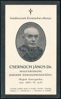 1927 Csernoch János (1852-1927) esztergomi érsek gyászkártyája