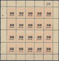 ~1940 A Pesti Izraelita Hitközség ifjúsági csoport tagdíjbélyege 20 értékes kisívben