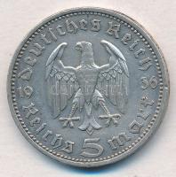 Német Harmadik Birodalom 1936A 5M Ag "Hindenburg" T:2
German Third Reich 1936A 5 Mark Ag ...