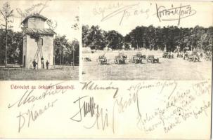 1907 Örkénytábor (Táborfalva), Artézi kút, katonák létrával, ágyúk. Kiadja Wassermann Vilmos
