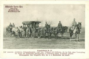 Osztrák-magyar tábori postakocsi katonákkal / WWI Austro-Hungarian K.u.K. military field post, mail coach with soldiers. Kriegsbildkarte Nr. 37. Kriegshilfsbüro