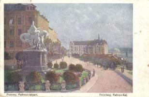 Pozsony, Pressburg, Bratislava; Fadrusz rakpart, Mária Terézia szobor / quay, statue. B.K.W.I. 386-3. s: Marx Béla