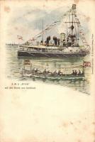 SMS Wien auf der Rhede von Spithead. K.u.K. Kriegsmarine art postcard. A. Reinhards Verlag Fiume s: R. Hochberg (EB)