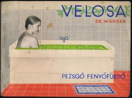 cca 1930 Dr. Wander Velosa pezsgő fenyőfürdő, reklámterv, 20×26,5 cm
