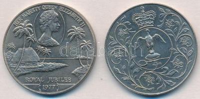 Nagy-Britannia 1977. 25p Cu-Ni "II. Erzsébet / Uralkodói ezüst évforduló" + Nyugat-Szamoa 1977. 1T "II. Erzsébet trónra lépésének 25. évfordulója" T:1- Great Britain 1977. 25 New Pence Cu-Ni "Elisabeth II / Silver Jubilee of Reign" + Western Samoa 1977. 1 Tala "Queen Elizabeth II Silver Jubilee" C:AU