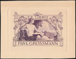 Horváth Endre (1896-1954): Ex libris Paul Grossmann. Rézkarc, papír, jelzett a karcon, 10×14 cm