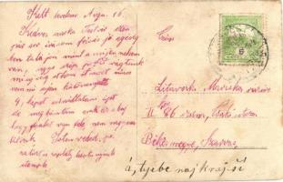 1916 G. P. tart. hallgatók, géppuskás katonák csoportképe / WWI Austro-Hungarian soldiers, with mach...