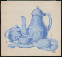 Schönfeld Vilmosné (?-?): Festősablon minták, 11 db. Akvarell papír, jelzett, különböző méretben