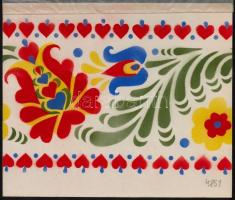 Schönfeld Vilmosné (?-?): Festősablon minták, 11 db. Akvarell papír, jelzett, különböző méretben