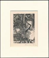 Kondor Béla (1931-1972): Az ördög. Rézkarc, papír, utólagos jelzéssel, paszpartuban, 11×8 cm