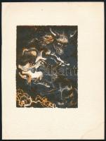 Jelzés nélkül: Állatok, 3 db. Litográfia, papír, 13×9,5 cm