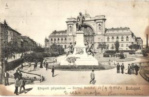 1904 Budapest VII. Központi (Keleti) pályaudvar, vasútállomás, Baross szobor. Divald Károly 147. sz. (fl)