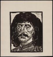 Olvashatatlan jelzéssel: Költők, 4 db. Fametszet, papír, 20×15 cm