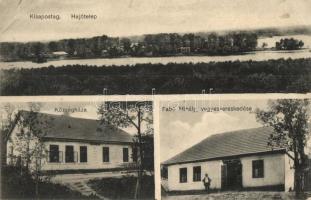 Kisapostag, Hajótelep, Községháza, Fabó Mihály vegyeskereskedése (EK)