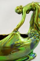 Zsolnay halászó lány, eozin mázas, jelzett (pajzs), hibátlan, m:30 cm, h:40 cm