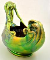 Zsolnay halászó lány, eozin mázas, jelzett (pajzs), hibátlan, m:30 cm, h:40 cm