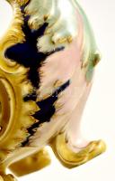 cca 1890 Zsolnay kacsa figurás bonbonier, áttört kézzel festett porcelán fajansz, jelzett, kopott ar...