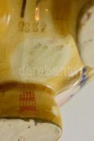 cca 1890 Zsolnay kacsa figurás bonbonier, áttört kézzel festett porcelán fajansz, jelzett, kopott ar...