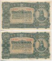 1923. 500K (2xklf) egyik Magyar Pénzjegynyomda Rt. nyomdahely jelöléssel T:III