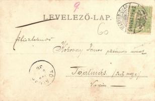 1904 Magyaróvár, Mosonmagyaróvár; Deák tér, Vendéglő a Fekete Sashoz, szálloda és étterem, postások....