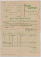 Budapest 1952. Állami Biztosító - Állatbiztosítási kötvény kitöltött kötvény T:III