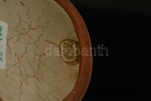 Jelzett (HJ?) iparművész váza, mázas kerámia, hibátlan, m:19 cm