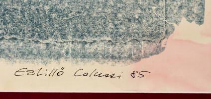 Calussi jelzéssel: Lila ruhás nő. Monotípia, papír, 55×43 cm