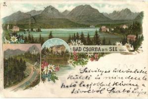 1899 Tátra, Csorba-tó / Strbské pleso / Csorba am See. M. Kuschel. Floral, litho (r)