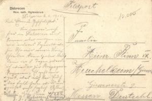 1915 Debrecen, Római katolikus főgimnázium. Magyar zászló és címer, K.u.K. katonás keret (EK)