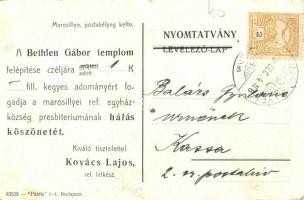 Marosillye, Ilia; Bethlen Gábor fejedelem szülőháza. Segélylap a Bethlen Gábor templom javára / birt...