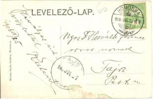 1908 Homonna, Homenau, Humenné; látkép, templom. Kiadja Hossza Gyula / general view, church