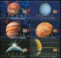 A Naprendszer bolygói, 6 db különböző telefonkártya, 1-2000 példányos kiadások