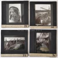 cca 1930 kb 170 db üveg diák, hajókról, városról, katonákról, kis bőröndben, feltehetőleg Győri Lajo...