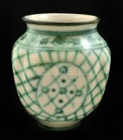 Gorka Iparművészeti Vállalatos kis váza. Festett mázas kerámia, jelzett, hibátlan állapotban, m:13 cm
