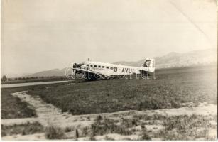 Budapest XVIII. Repülőtér, Deutsche Lufthansa Ju-52 D-AVUL "Bruno Rodschinka" német repülőgép horogkereszttel, swastika. Kováts József photo (EK)