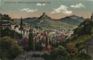 Selmecbánya, Schemnitz, Banská Stiavnica; a város 1800-ban egy acélmetszet után. Kiadja Joerges / the city in 1800, castle (Rb)