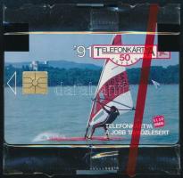 1991 Balaton Surf motívumos telefonkártya, bontatlan csomagolásban