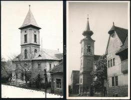 Pestújhelyi és óbudai református templomok, 2 db fotó, 14×9 cm