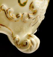 Zsolnay lábas kaspó, kézzel festett, jelzett (Megyeri), hibátlan, m: 18 cm, d:17 cm