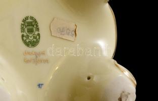 Zsolnay lábas kaspó, kézzel festett, jelzett (Megyeri), hibátlan, m: 18 cm, d:17 cm