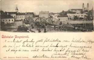 1899 Ungvár, Uzshorod, Uzhorod; híd. Szenczer Henrik kiadása / bridge