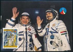 1980-1986 Szovjet-magyar közös űrrepülés CM, rajta Farkas Bertalan (1949-) űrhajós aláírásával