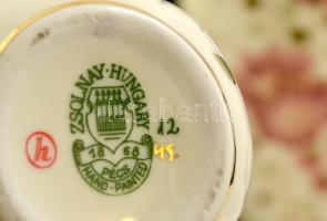 Zsolnay kis vázák, dobozka, kaspó, kézzel festett, jelzett, hibátlan, m:6,5-16,5 cm