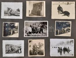 Vadászokat, vadászatokat bemutató fotóalbum, feliratozott fotókkal, különböző méretekben, kb. 100 db fotóval, 6×6 és 13×9 cm közötti méretekben