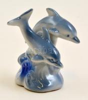 Delfin pár, festett, jelzés nélkül, hibátlan, m: 11 cm