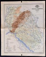 1897 Pozsony vármegye térképe, tervezte: Gönczy Pál, kiadja: Posner Károly és Fia, hajtott, szakadással, 29×23 cm