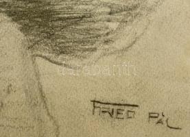 Fried jelzéssel: Női portré. Szén, papír, üvegezett keretben, 35×30 cm