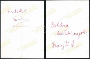 Fullajtár Andrea (1973-) és Ónodi Eszter (1973-) színésznők aláírása az őket ábrázoló fotó hátoldalá...