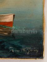 Kárpáthy jelzéssel: Mediterrán kikötő. Olaj, vászon, 31×41 cm