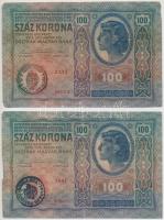 1912. 100K (2x) mindkettő fekete ROMANIA TIMBRU SPECIAL felülbélyegzéssel T:III,III- ly.